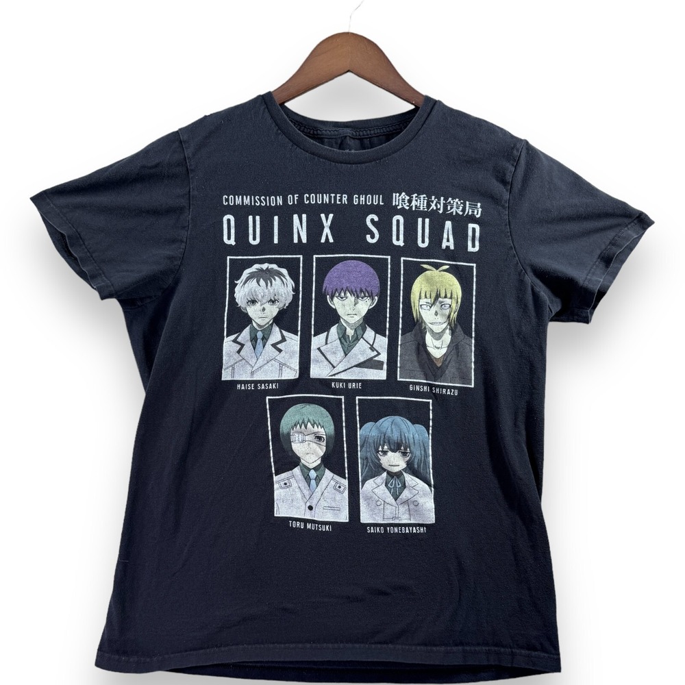 Hot Topic Tokyo Ghoul Quinx Squad Anime T Shirt Mens M Black Short Sleeve M1194